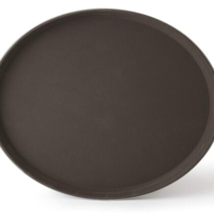 Oval Fiberglass Anti-Sip Tray, Brown