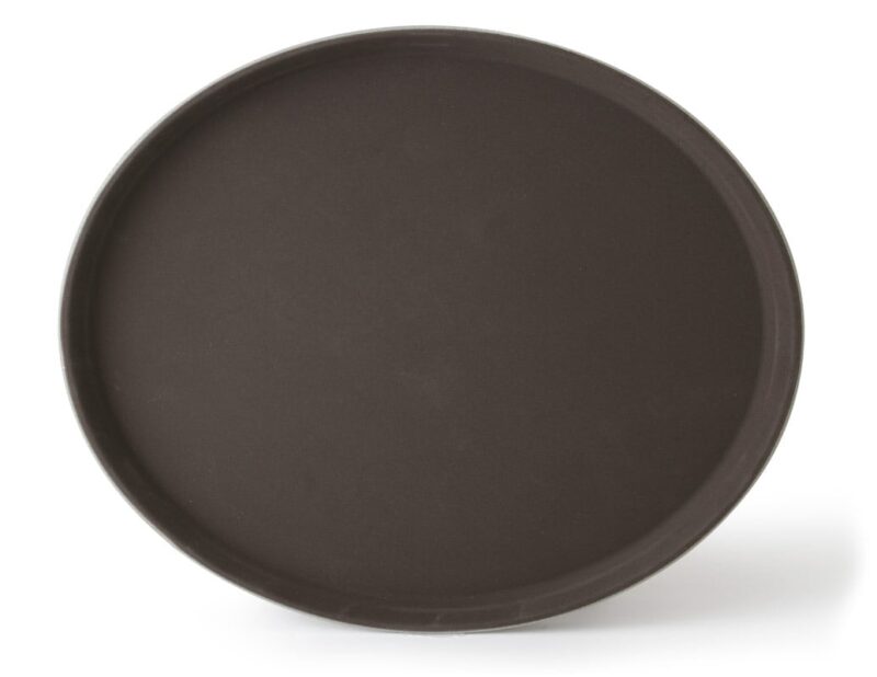 Oval Fiberglass Anti-Sip Tray, Brown