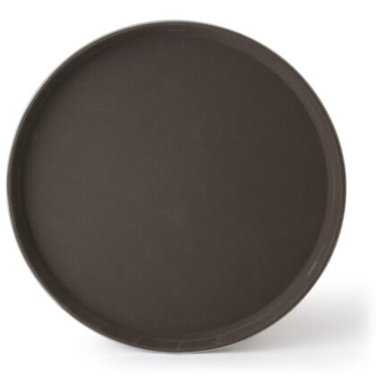 Round Fiberglass Anti-Slip Tray, 14" Brown