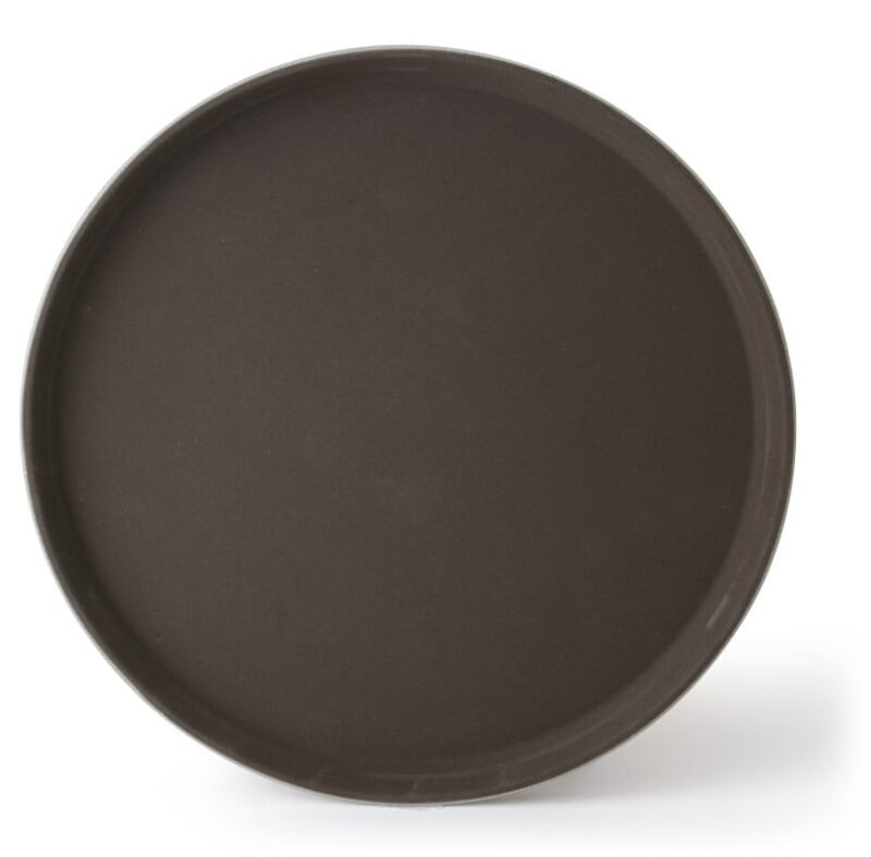 Round Fiberglass Anti-Slip Tray, 14" Brown