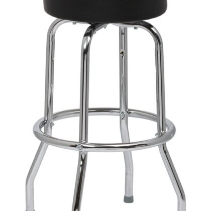 Black Standard Seat Bar Stool, Single Ring Chrome Frame, 4 KD