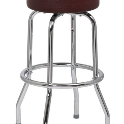 Brown Standard Seat Bar Stool, Single Ring Chrome Frame, 4 KD