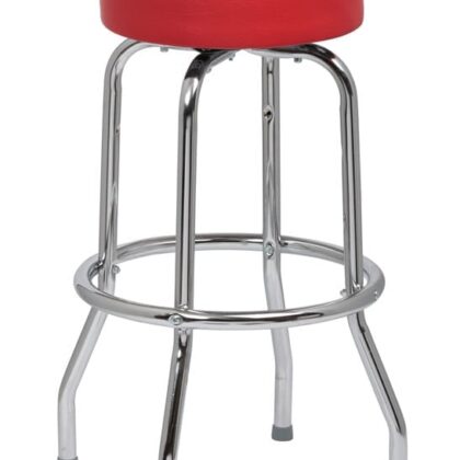 Red Standard Seat Stool, Single Ring Chrome Frame, 2 Assem.