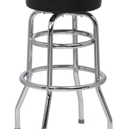 Black Standard Seat Bar Stool, Double Ring Chrome Frame, 4 KD