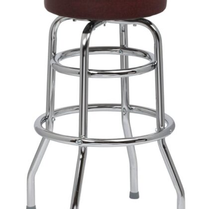 Brown Standard Seat Bar Stool, Double Ring Chrome Frame, 4 KD