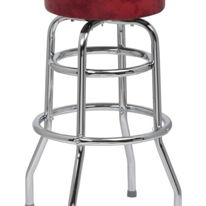 Crimson Standard Seat Bar Stool, Double Ring Chrome Frame, 4 KD