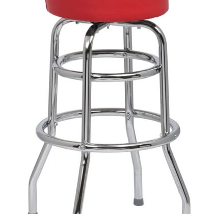 Red Standard Seat Stool, Double Ring Chrome Frame, 2 Assem.