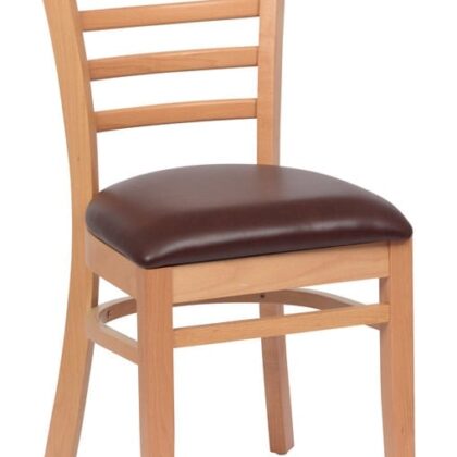 Ladder Back Chair,  Natural Finish, Upholstered Seat