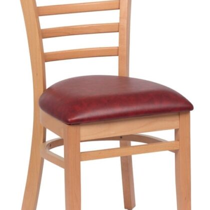 Ladder Back Chair,  Natural Finish, Upholstered Seat