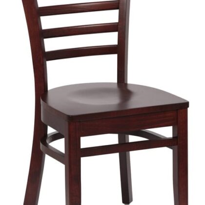 Ladder Back Chair, Walnut Finish, Hardwood Seat