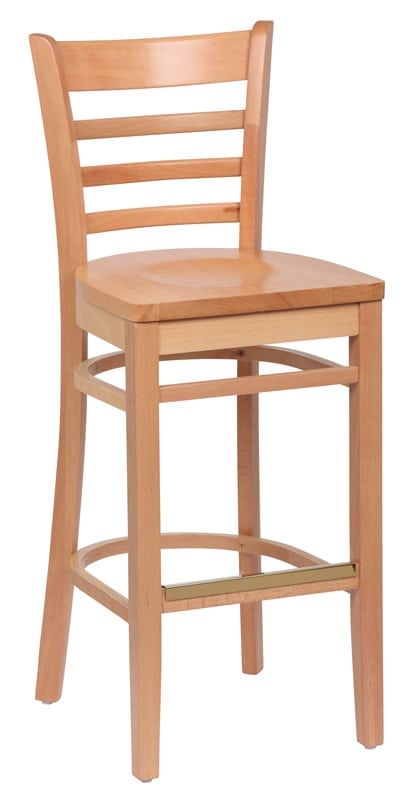 Wood Bar Stool, Natural Finish, Hardwood Seat