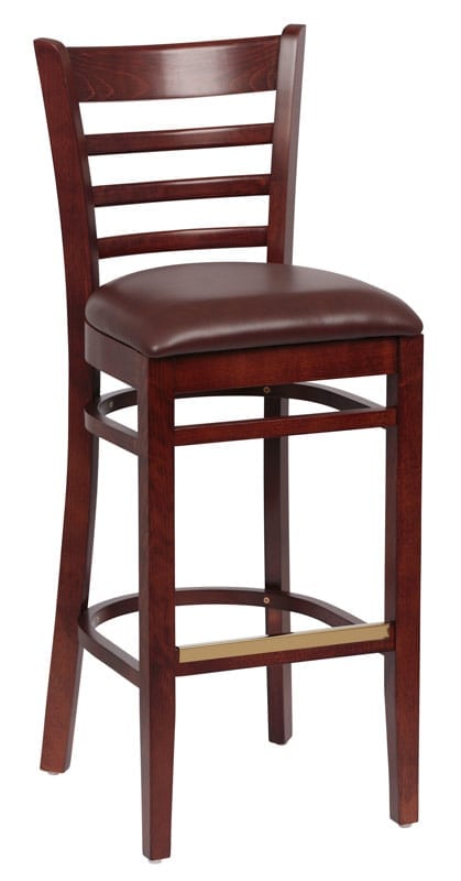 Wood Bar Stool, Walnut Finish, Upholstered Seat