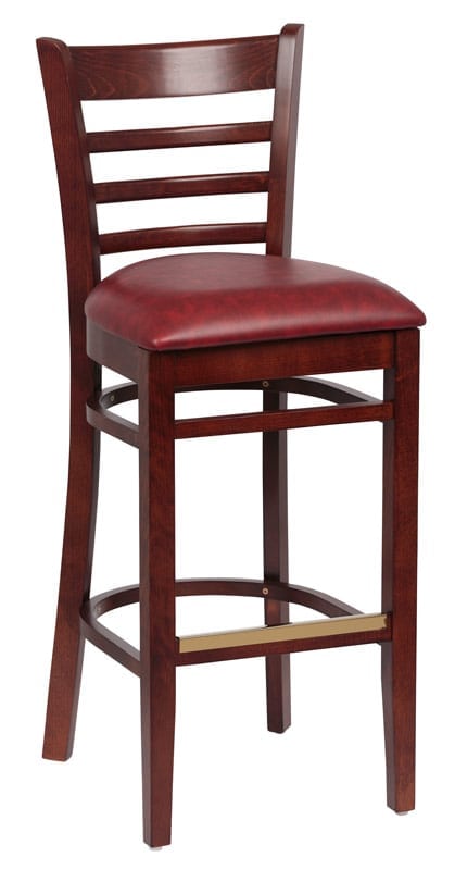 Wood Bar Stool, Walnut Finish, Upholstered Seat