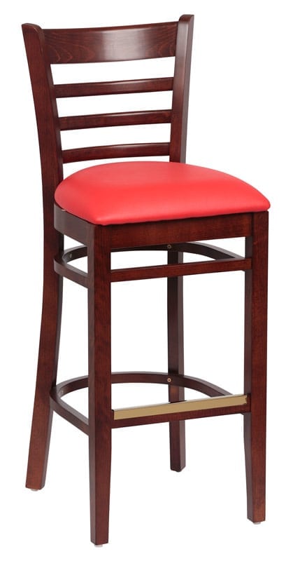 Wood Bar Stool, Walnut Finish, Upholstered Seat