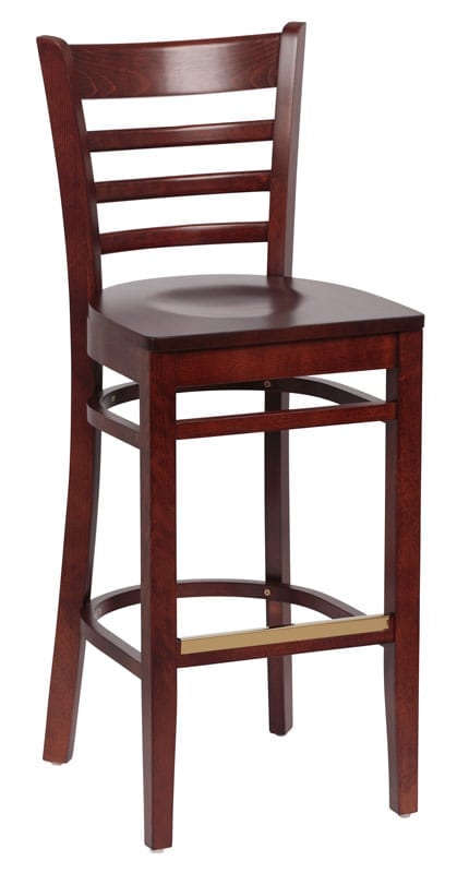 Wood Bar Stool, Walnut Finish, Hardwood Seat