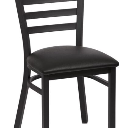 Ladder Back Metal Chair, Black Seat