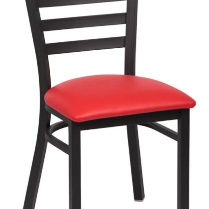 Ladder Back Metal Chair, Red Seat