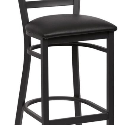 Ladder Back Metal Bar Stool, Black Seat