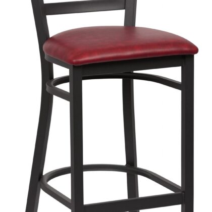 Ladder Back Metal Bar Stool, Crimson Seat