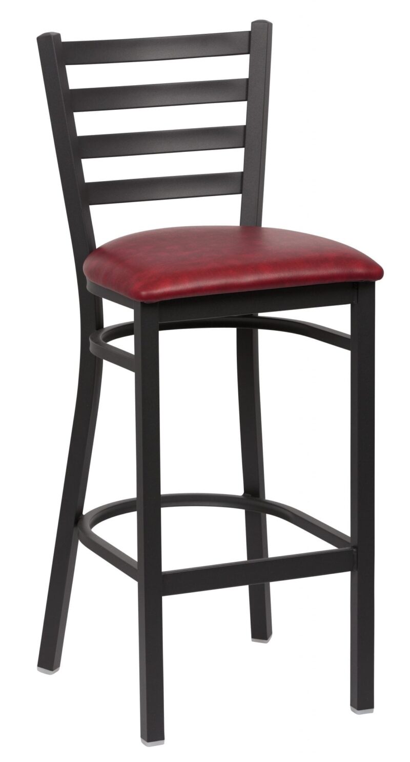 Ladder Back Metal Bar Stool, Crimson Seat