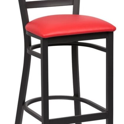 Ladder Back Metal Bar Stool, Red Seat