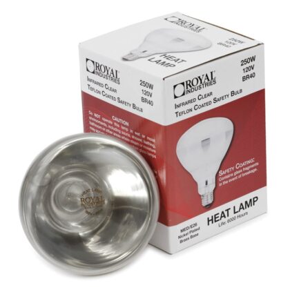 Infrared Heat Lamp Clear Bulb 250W, Shatter Resistant Coating