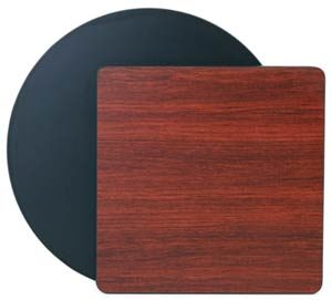 Mahogany Woodgrain/Black Reversible Table Top, 30" Diam.